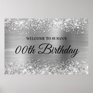 Glittery Silver Foil jedes Alter Geburtstag Willko Poster