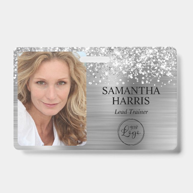 Glittery Silver Foil Logo und Foto Ausweis (Vorderseite)