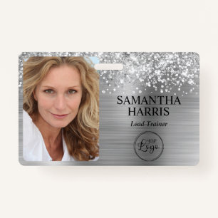 Glittery Silver Foil Logo und Foto Ausweis