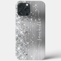 Glittery Silver Foil Modern Girl Signature