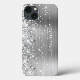 Glittery Silver Foil Modern Girl Signature Case-Mate iPhone Hülle