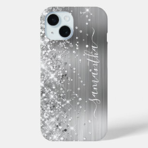 Glittery Silver Foil Modern Girl Signature Case-Mate iPhone Hülle