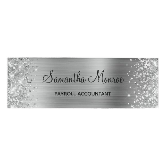 Glittery Silver Foil Namenschild (Vorderseite)