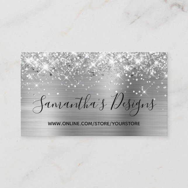Glittery Silver Foil Online Store Visitenkarte (Vorderseite)