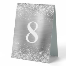 Glittery Silver Foil Wedding Number
