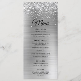 Glittery Silver Foil Wedding Reception Menükarte