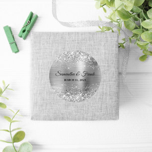 Glittery Silver Foil Wedding Runder Aufkleber