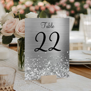 Glittery Silver Foil Wedding Tischnummer