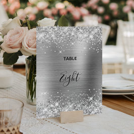 Glittery Silver Foil Wedding Tischnummer