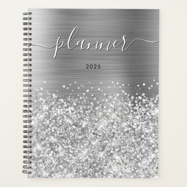 Glittery Silver Glam 2025 Planer (Vorderseite)