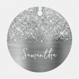 Glittery Silver Glam Name Ornament Aus Metall