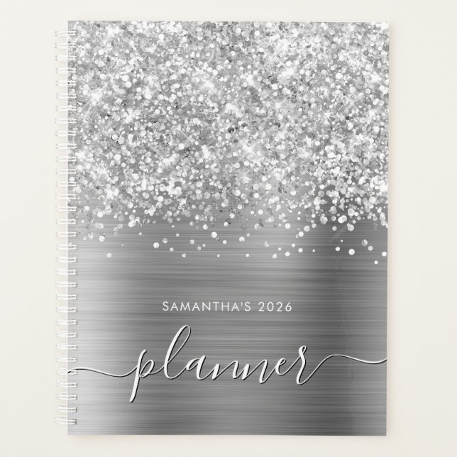 Glittery Silver Glam Planer (Vorderseite)