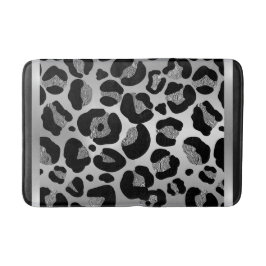 Glittery Silver Leopard Safari Print Badematte