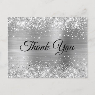Glittery Silver Metallic 75. Geburtstag Vielen Dan Postkarte