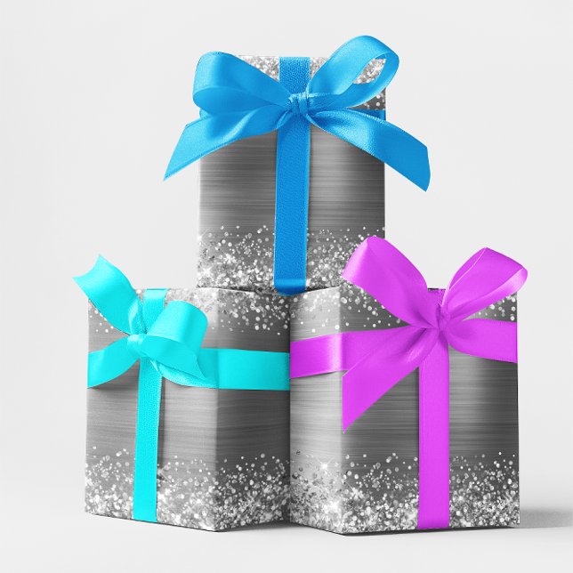Glittery Silver Ombre Foil Geschenkpapier (Glittery Silver Ombre Foil Wrapping Paper)