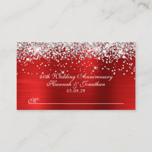 Glittery Silver Red 40. Hochzeitstag Platzkarte