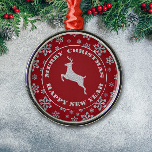Glittery Snowflake Silver Rentier Silbernes Ornament