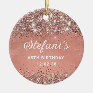 Glittery Soft Rose Gold Foil 65. Geburtstagsklassi Keramik Ornament