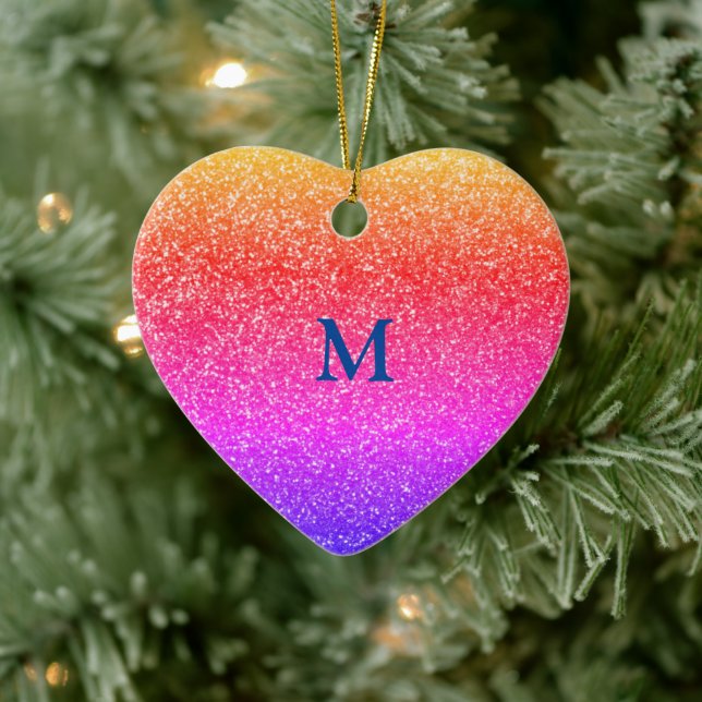 Glittery Sprinkles Christmas Monogram Initial 2019 Keramik Ornament (Baum)