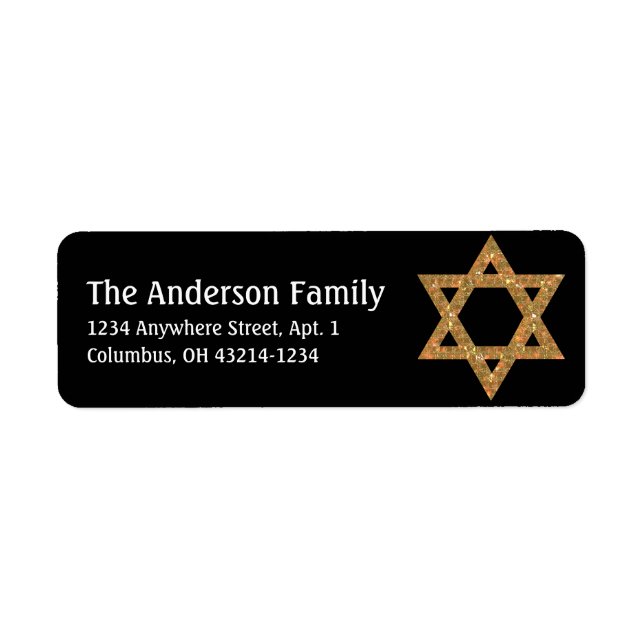 Glittery Star von David Hanukkah Address Labels d1 (Vorne)