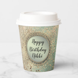 Glittery Stardust am Grünen Geburtstag Personalisi Pappbecher