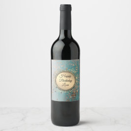 Glittery Stardust auf Blue Aquamarin Weinetikett