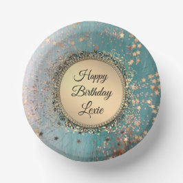 Glittery Stardust auf Blue Personalisiert Birthday Pappteller
