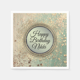 Glittery Stardust auf Green Aquamarin Serviette