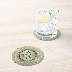 Glittery Stardust auf Green Personalisiert Birthda Untersetzer