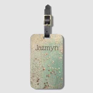 Glittery Stardust auf Sea Green Personalisiert Gepäckanhänger