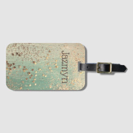 Glittery Stardust auf Sea Green Personalisiert Gepäckanhänger