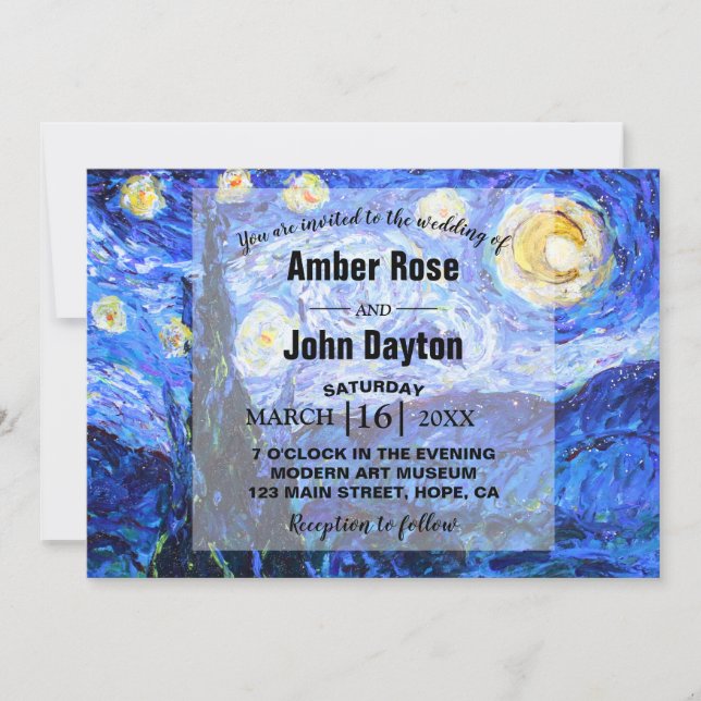 Glittery Starry Night Custom Wedding Einladung (Vorderseite)