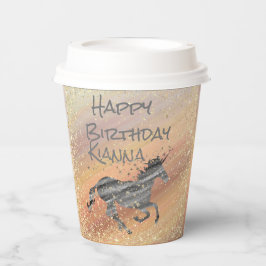Glittery Starry Unicorn Geburtstag Personalisiert Pappbecher