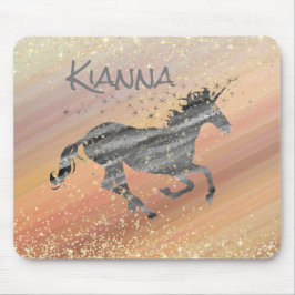 Glittery Starry Unicorn Mousepad