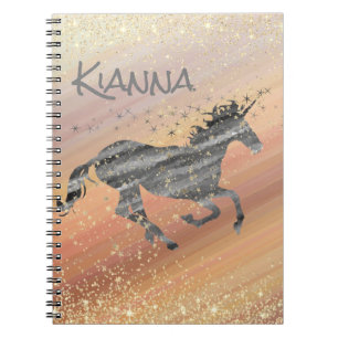 Glittery Starry Unicorn Personalisiert Notizblock