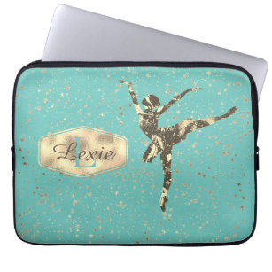 Glittery Stars Ballerina Monogram Laptopschutzhülle