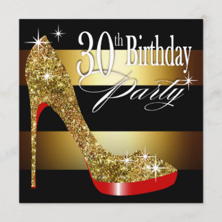 Glittery Stilett-Streifen-30. Geburtstags-Party Einladung