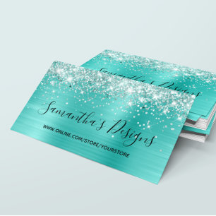 Glittery Turquoise Foil Online Store Visitenkarte