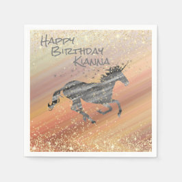 Glittery Whimsical Unicorn Personalisiert Serviette