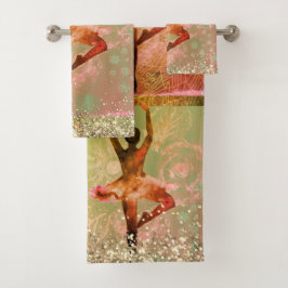 Glittery Whimsical Watercolor Ballerina Badhandtuch Set