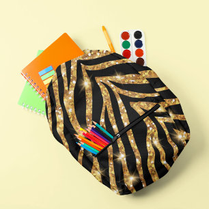Glittery Zebra Pattern Bedruckter Rucksack