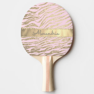 Glittery Zebra Print on Pink Blush Tischtennis Schläger