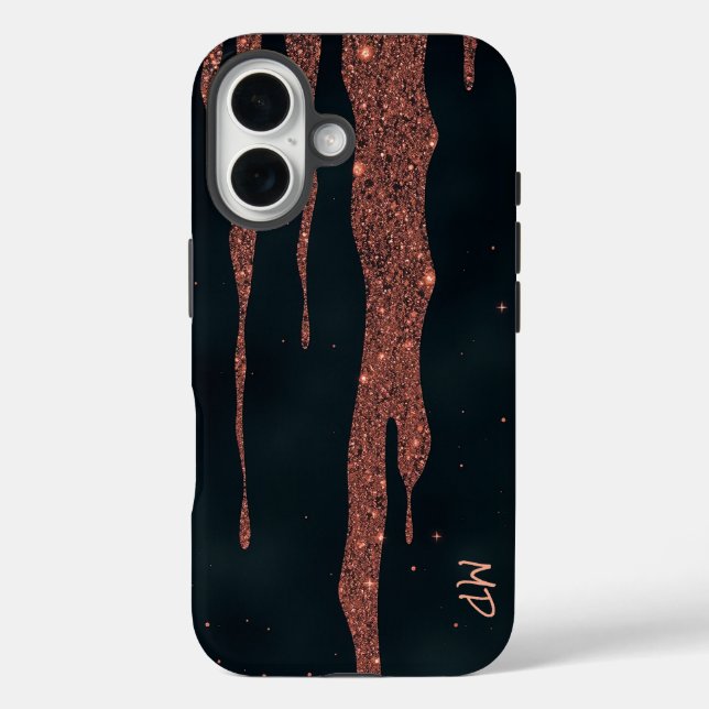 Glitting Rose Gold Tropfen Case-Mate iPhone Hülle (Rückseite)