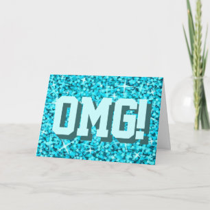 Glitz blaue "OMG!" "Alles Gute zum Geburtstag" Karte