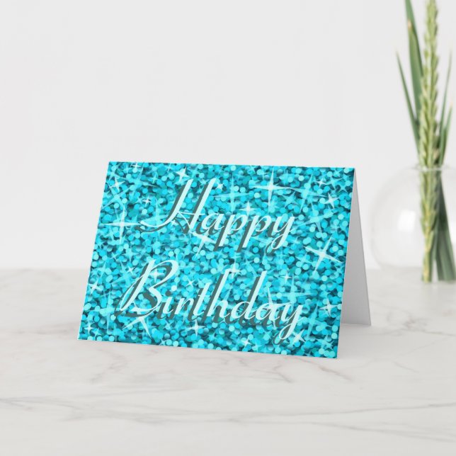 Glitz Blue Birthday-Kartenband Karte (Vorderseite)
