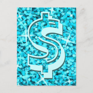 Glitz Blue Dollar Postkarte