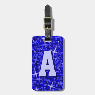 Glitz Blue Initial Text Gepäckanhänger