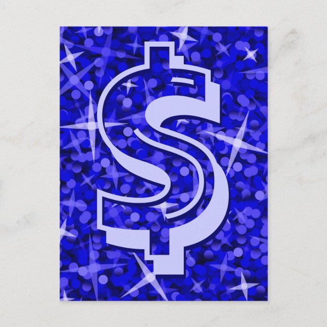 Glitz Dark Blue Dollar Postkarte (Vorderseite)