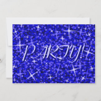 Glitz Dark Blue 'Party' Einladung blauer Text