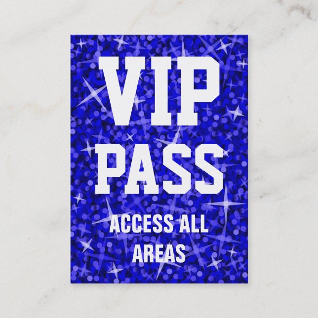Glitz Dark Blue "VIP PASS" Visitenkartenverkubby Visitenkarte (Vorderseite)